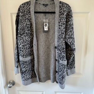 Rails Gray Cozy Leopard Cardigan
